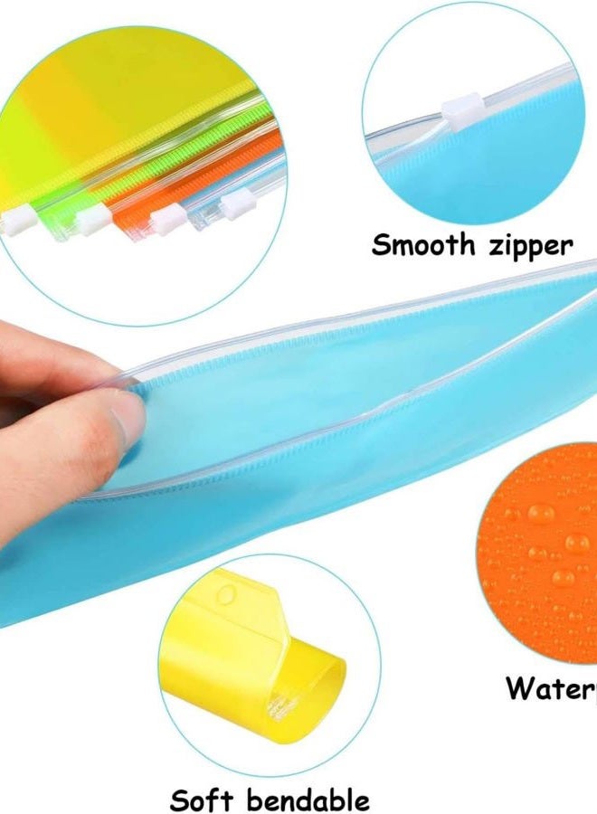 Zonon 12 Pieces Binder PVC Pocket Notebook Binder Loose Leaf Bags Colorful Holes Binder Zipper Folders Waterproof PVC Pouch Document Filing Bags (Pink, Blue, Orange, Green, Yellow, Purple, A6) - Image 2