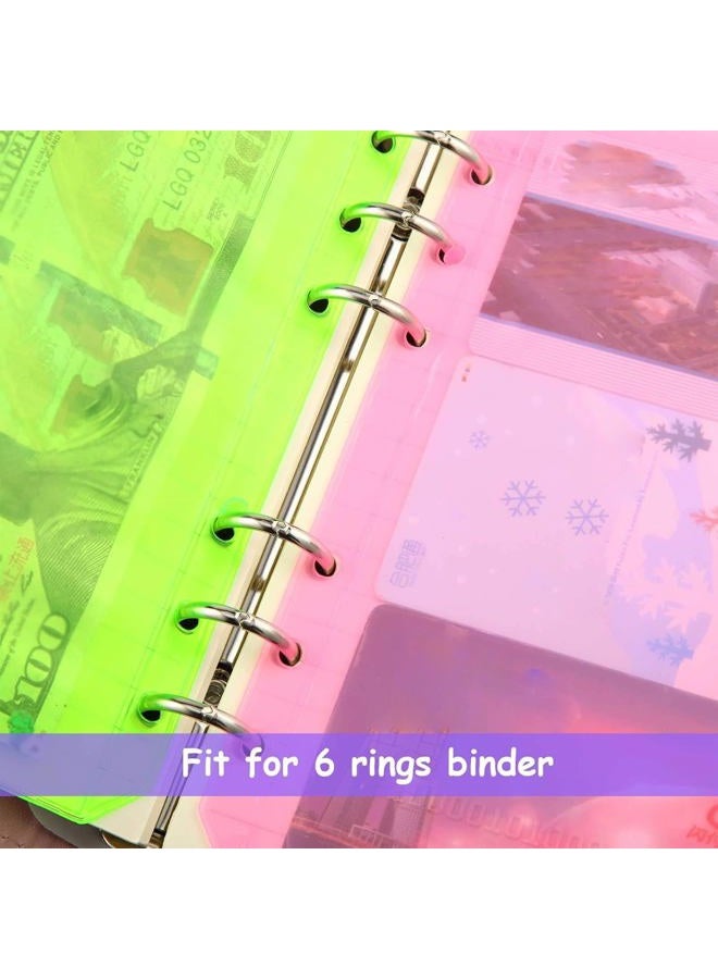 Zonon 12 Pieces Binder PVC Pocket Notebook Binder Loose Leaf Bags Colorful Holes Binder Zipper Folders Waterproof PVC Pouch Document Filing Bags (Pink, Blue, Orange, Green, Yellow, Purple, A6) - Image 4