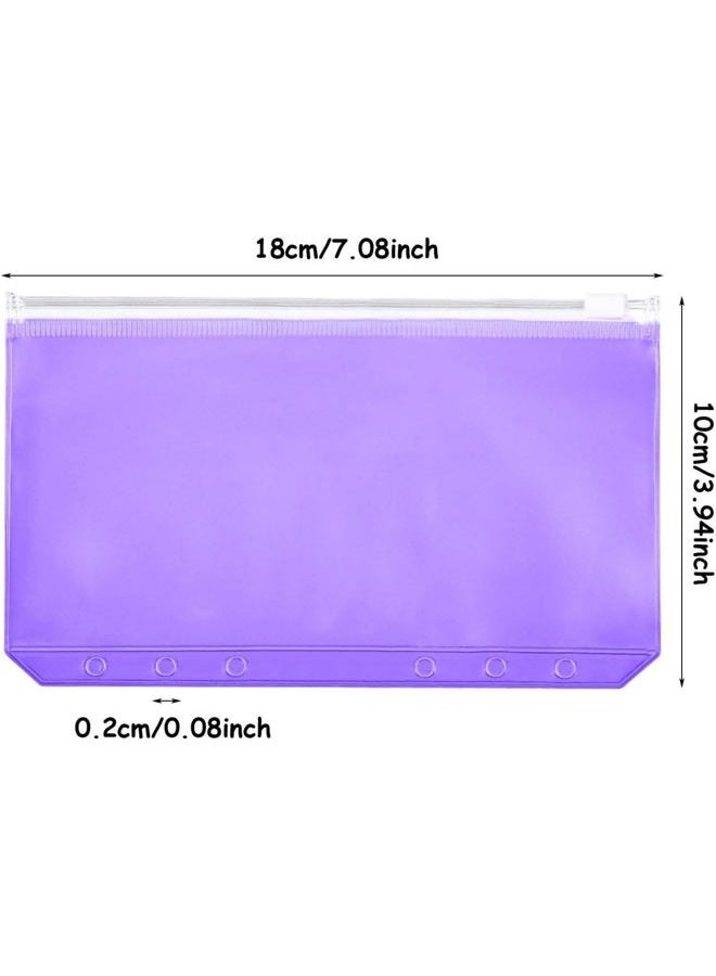 Zonon 12 Pieces Binder PVC Pocket Notebook Binder Loose Leaf Bags Colorful Holes Binder Zipper Folders Waterproof PVC Pouch Document Filing Bags (Pink, Blue, Orange, Green, Yellow, Purple, A6) - Image 3