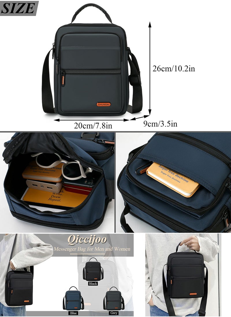 Qiccijoo Qiccijoo Crossbody Bag Messenger Bag for Men or Women Casual Shoulder Bag Multiple Pockets Sling Bag Travel Bag for Business Office School Satchel Bags Work Bag Handbag Purse(Grey)  - Image 2