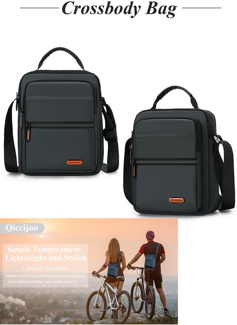 Qiccijoo Qiccijoo Crossbody Bag Messenger Bag for Men or Women Casual Shoulder Bag Multiple Pockets Sling Bag Travel Bag for Business Office School Satchel Bags Work Bag Handbag Purse(Grey)  - Image 3