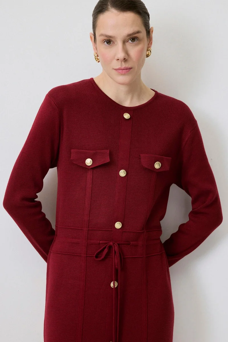توتشي Gold Buttoned Knit Dress