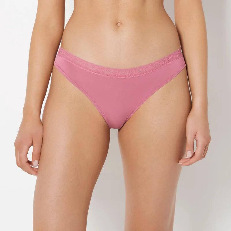 La Senza La Senza Ultrasoft Modal Cheeky Thong Panty with Lace Trim