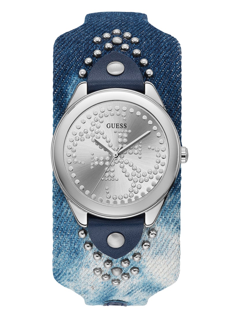 GUESS ساعة يد جلدية دائرية الشكل للنساء W1141L1 - 37 مم  - Image 1