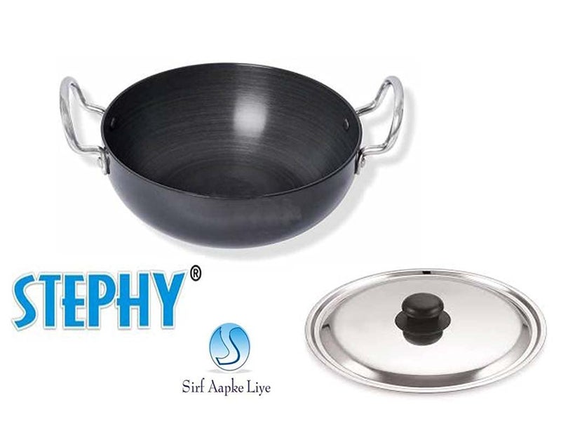 Stephy Hard Anodised Kadhai with Stainless Steel Lid (1.5 LTR.) 23 cm_6no. - Image 3