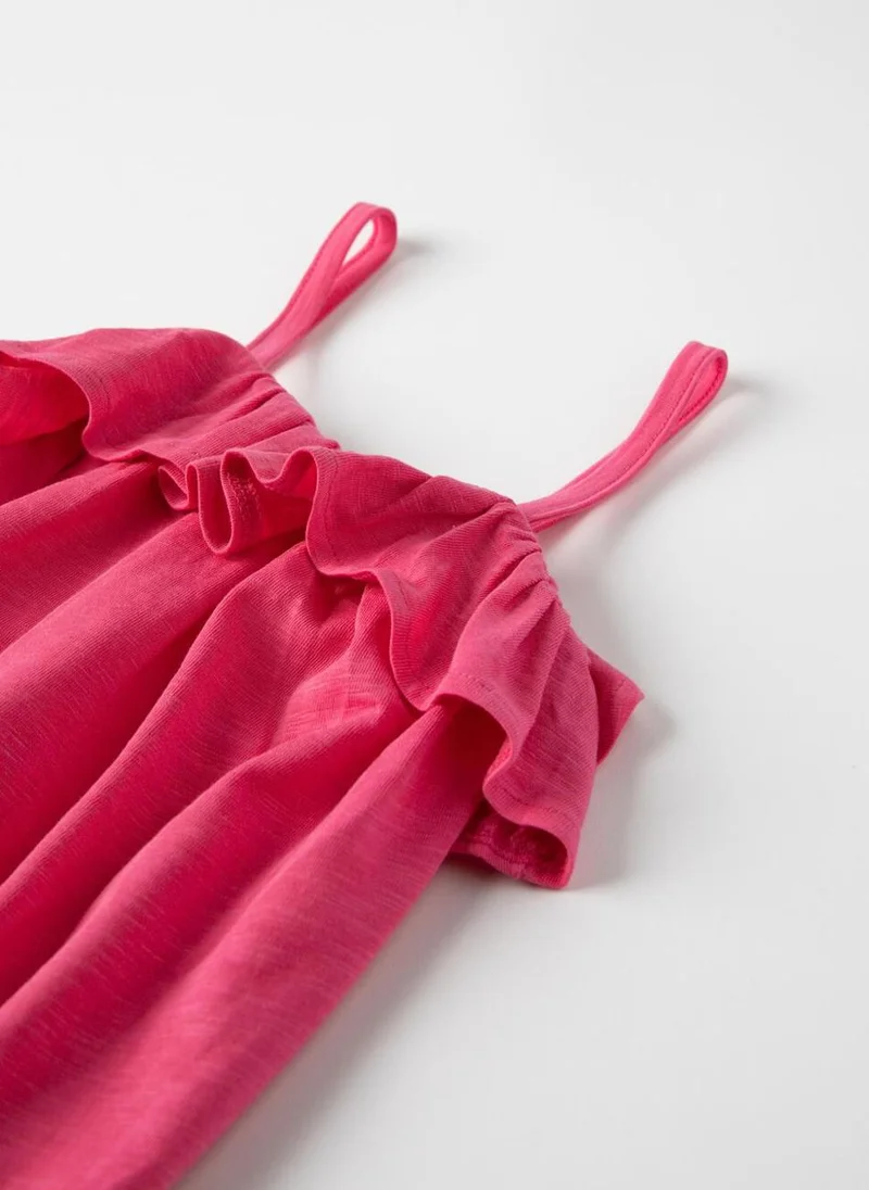 Zippy Strappy Top with Ruffles for Girls, Pink