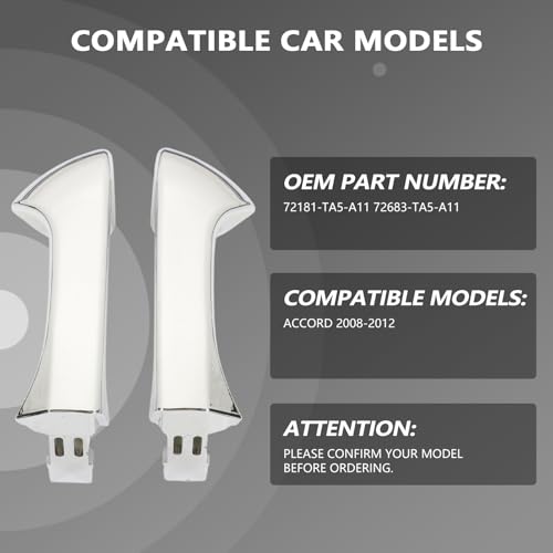Gaogsiy 2PCS Chrome Front Exterior Door Handle fits Accord 2008-2012 Left Driver and Right Passenger Side Replaces 72181-TA5-A11, 72683-TA5-A11 with Keyhole + Pry Plate+Cover - Image 2