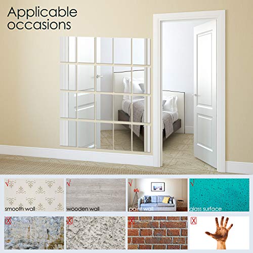 BBTO 20 Pcs Mirror Sheets, 4''x 6'' Self Adhesive Non Glass Cut to Size Mirror Stickers Tiles, Safe Unbreakable Plastic Small Frameless for Classroom, Childroom & DIY Craft - Image 4