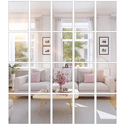 BBTO 20 Pcs Mirror Sheets, 4''x 6'' Self Adhesive Non Glass Cut to Size Mirror Stickers Tiles, Safe Unbreakable Plastic Small Frameless for Classroom, Childroom & DIY Craft - Image 1