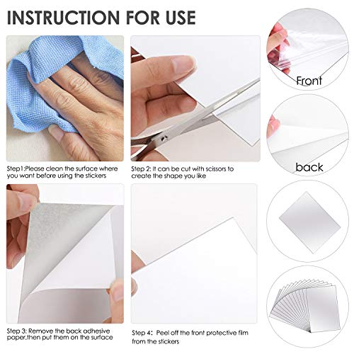 BBTO 20 Pcs Mirror Sheets, 4''x 6'' Self Adhesive Non Glass Cut to Size Mirror Stickers Tiles, Safe Unbreakable Plastic Small Frameless for Classroom, Childroom & DIY Craft - Image 5