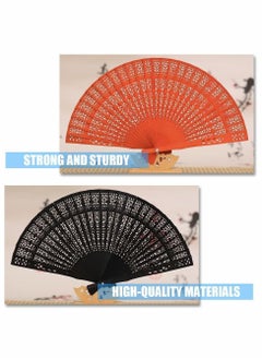 Y&D Wooden Handheld Folding Fans Vintage Sandalwood Fan with Tassel for Women Foldable Wedding Gift Party Home DIY Baby Shower (2Pack)  - Image 2