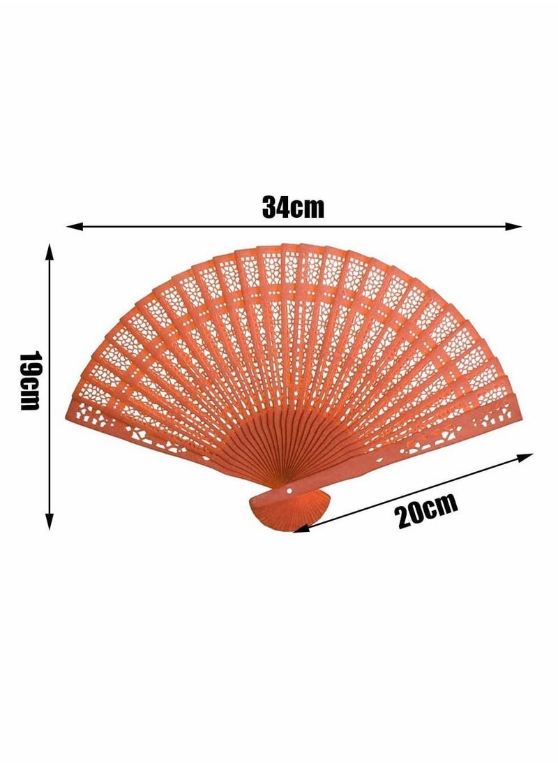 Y&D Wooden Handheld Folding Fans Vintage Sandalwood Fan with Tassel for Women Foldable Wedding Gift Party Home DIY Baby Shower (2Pack)  - Image 5