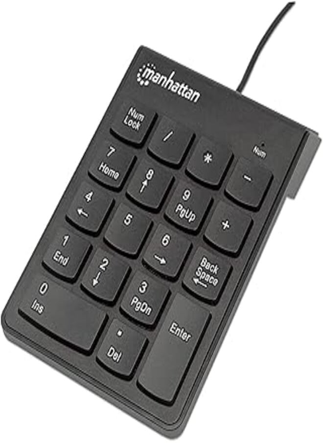 Manhattan Manhattan Numeric Wired Keypad USB Wired 18 Full-Size Keys - Black 