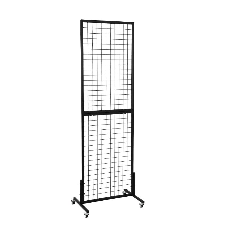 OUDUCK 18 x 57 Grid Wall Panels Standing Wire Grid Display Rack with TBase Wheels Freestanding Gridwall Panel Tower for Shows Black