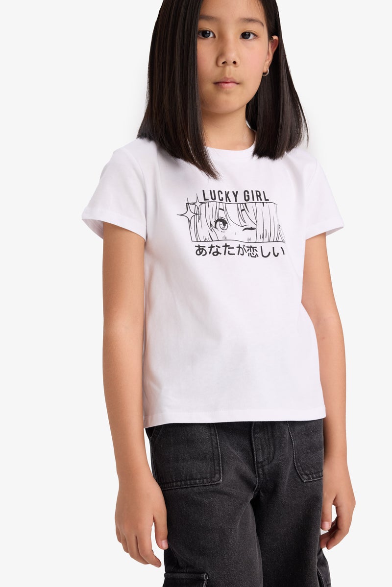 DeFacto Girl Regular Fit Animal Short Sleeve T Shirt - Image 1