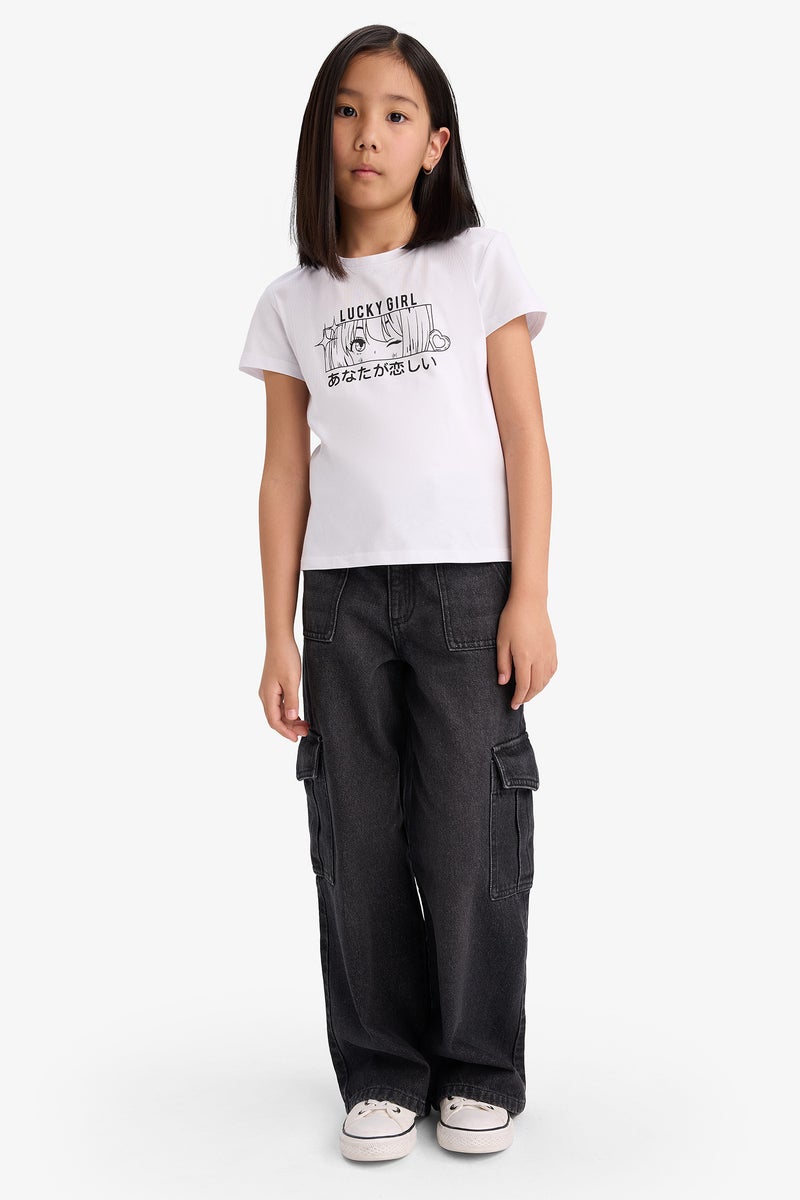 DeFacto Girl Regular Fit Animal Short Sleeve T Shirt - Image 3
