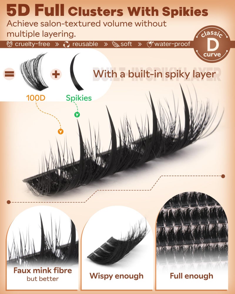 Goddvenus Manga Lash Clusters With Spikes Wispy Cluster Eyelash Extensions Fluffy Anime Eyelashes Clusters Reusable Faux Mink Fairy Individual Lash Extension (D Curve 12-18mm 204 pieces) - Image 3