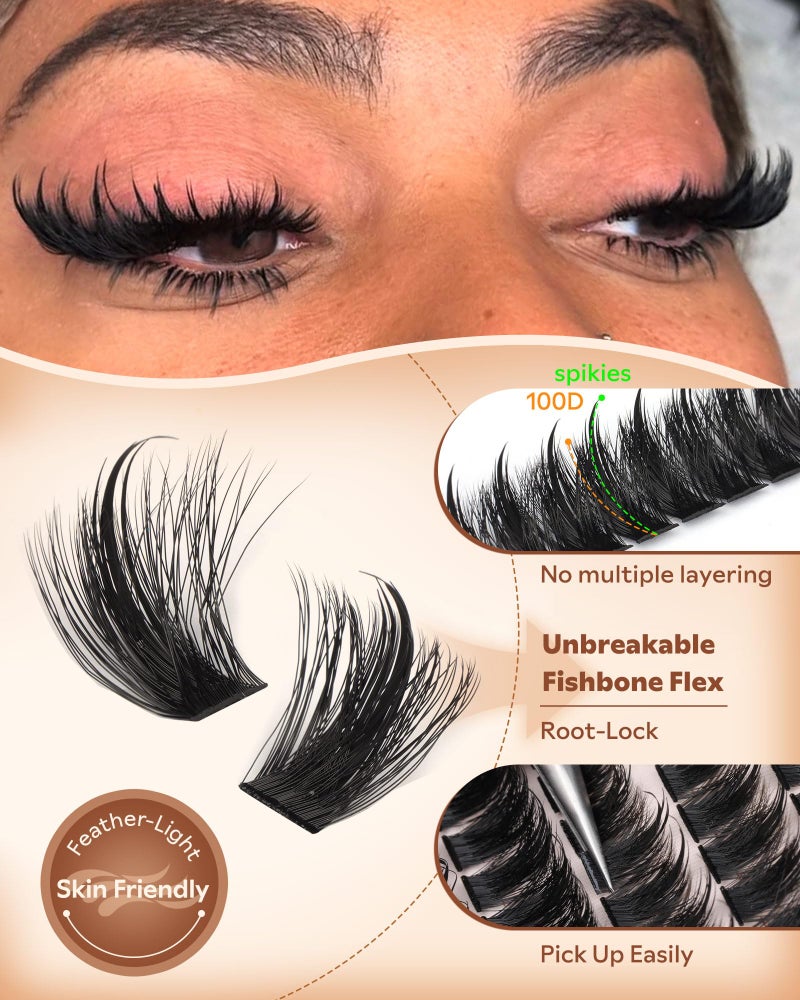 Goddvenus Manga Lash Clusters With Spikes Wispy Cluster Eyelash Extensions Fluffy Anime Eyelashes Clusters Reusable Faux Mink Fairy Individual Lash Extension (D Curve 12-18mm 204 pieces) - Image 4