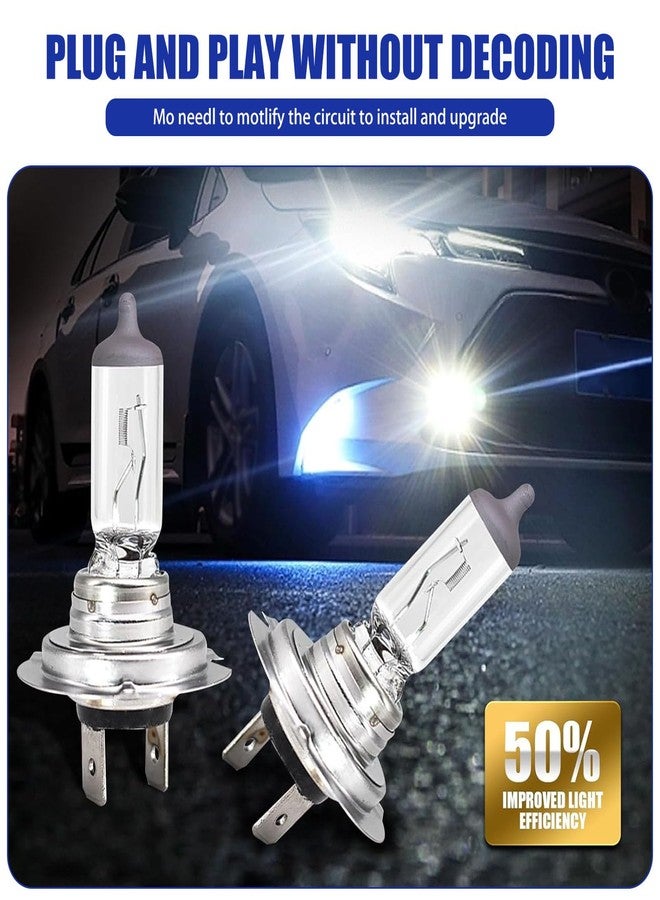 dawfall Pack-2 Car H7 Halogen Bulbs, 55W 12V Quartz Lamp, Super Bright Beam Low/High Beam Fog Light Replacement, All-in-one Plug and Play Bulb, Universal Lighting Accessories for Cars (White Light) - Image 4