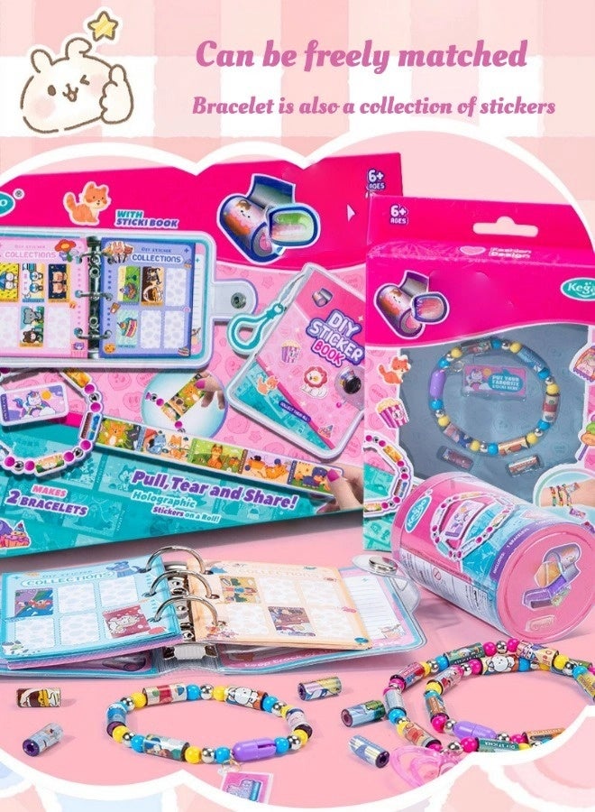مجموعة أساور ملصقات اصنعها بنفسك، مجموعة صنع أساور الصداقة مع ملصقات ملونة، ملصقات قابلة للارتداء والمشاركة، مجموعة هدايا فنية وحرفية إبداعية لحفلات الأطفال وأنشطة "اصنعها بنفسك" (6 قطع من الأساور) - Image 2