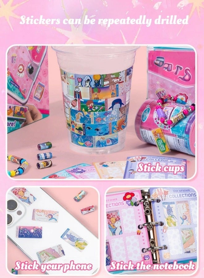 مجموعة أساور ملصقات اصنعها بنفسك، مجموعة صنع أساور الصداقة مع ملصقات ملونة، ملصقات قابلة للارتداء والمشاركة، مجموعة هدايا فنية وحرفية إبداعية لحفلات الأطفال وأنشطة "اصنعها بنفسك" (6 قطع من الأساور) - Image 4