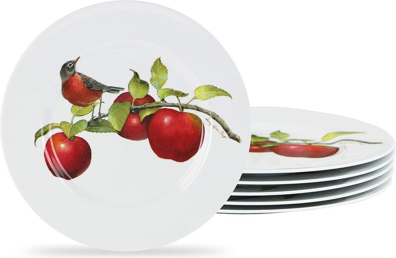 Reston Lloyd Calypso Basics Melamine Salad Plates Set of 6 85 Inch BPAFree NonToxic BreakResistant Dishwasher Safe Plates for Indoor  Outdoor Use Harvest Apples - Image 1
