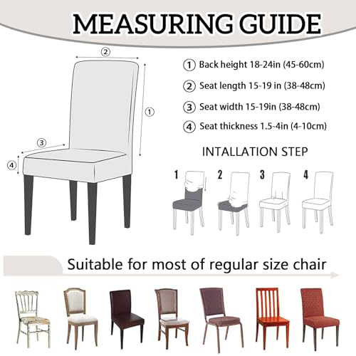 MCALK Turquoise Chair Covers Set of 4 and Table Runner,Stretch Grey Chair Slipcovers for Kitchen,Washable Removable Chair Protector Modern Chair Covers for Dining Room - Image 5
