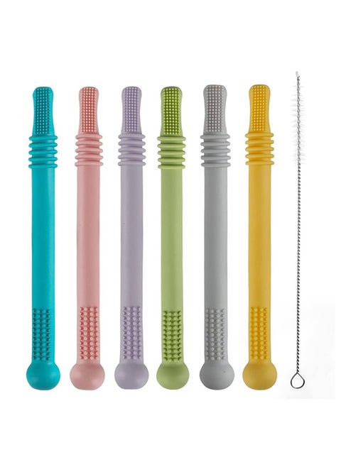 Teething Sticks for Babies for Teething Baby in 6 Vibrant Colors, Super Soft Silicone Teething Toys