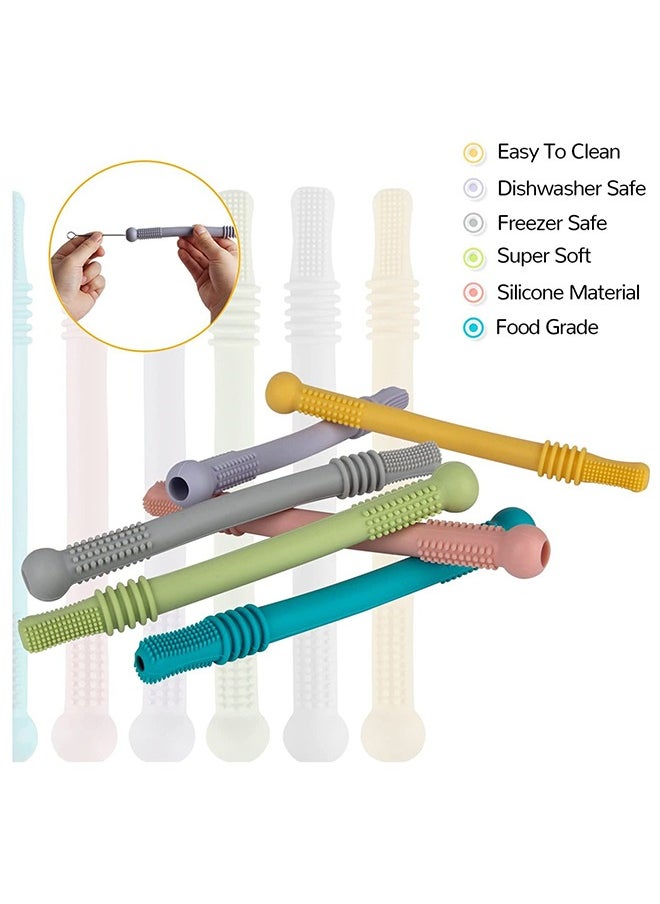 SINCHER - Teething Sticks for Babies for Teething Baby in 6 Vibrant Colors, Super Soft Silicone Teething Toys - Image 1