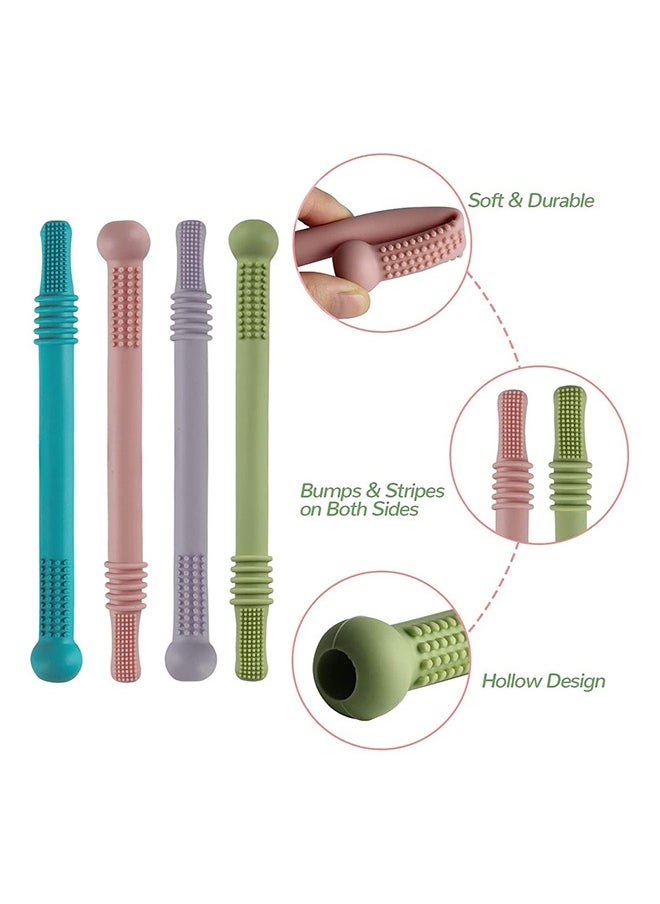 SINCHER - Teething Sticks for Babies for Teething Baby in 6 Vibrant Colors, Super Soft Silicone Teething Toys - Image 1