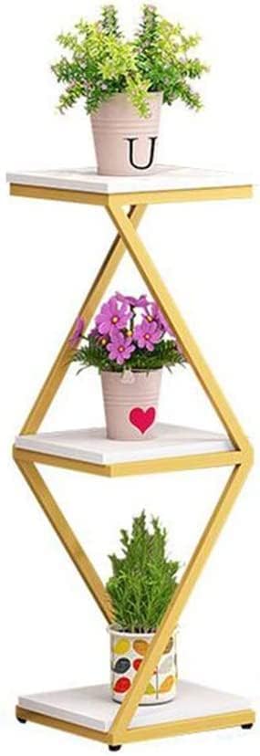 DDS Dream Decor Shoppee 2 Tier 2 Potted Iron-Wood Plant Stand, Flower Pot Holder Shelf for Indoor Outdoor Planter Stand (GOLDEN WHITE) - Image 3