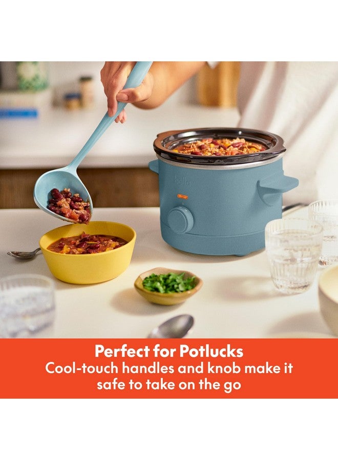 Bella bella 1.5 Qt Slow Cooker with 3 Heat Manual Control, EverGood™ Ceramic Nonstick Coating, Dishwasher Safe Stoneware Pot and Tempered Glass Lid, Tangle Free Cord Wrap & Cool Touch Handles, Surf  - Image 4