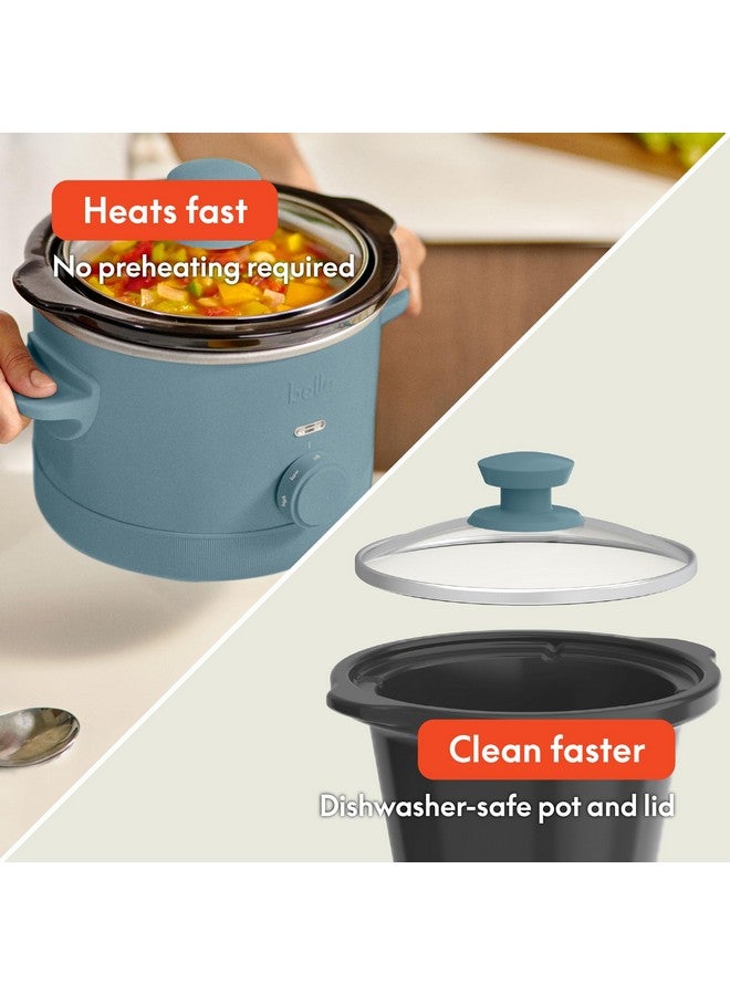 Bella bella 1.5 Qt Slow Cooker with 3 Heat Manual Control, EverGood™ Ceramic Nonstick Coating, Dishwasher Safe Stoneware Pot and Tempered Glass Lid, Tangle Free Cord Wrap & Cool Touch Handles, Surf  - Image 3