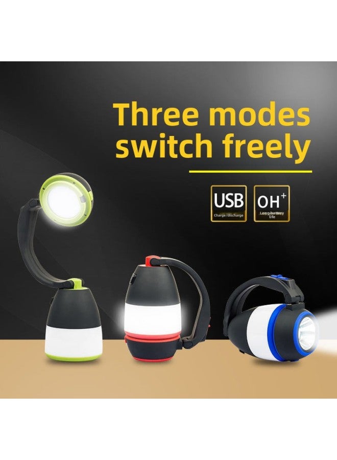 Three-in-one Camping Lamp Outdoor Lighting Tent Lamp Searchlight With Battery Desk Lamp Portable Lamp Stall Lamp-Color:Black Blue 】 - Image 2