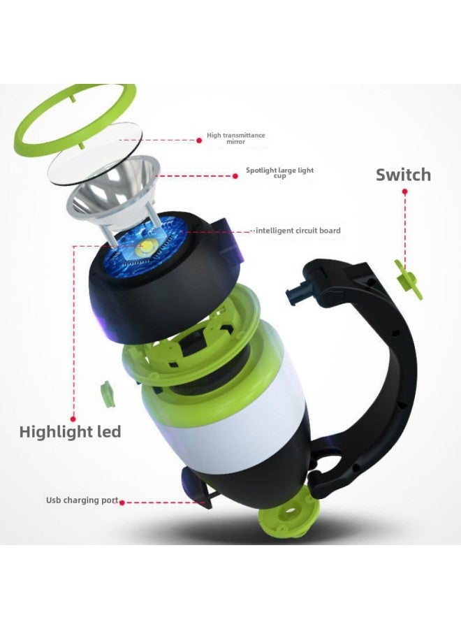 Three-in-one Camping Lamp Outdoor Lighting Tent Lamp Searchlight With Battery Desk Lamp Portable Lamp Stall Lamp-Color:Black Blue 】 - Image 3