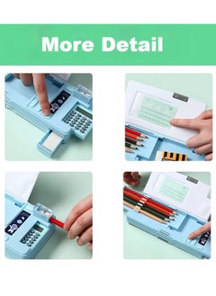 XiuWoo Multifunctional Plastic Stationery Organizer for Primary School Girls - Magnetic Double-Sided Pencil Case with Calculator & Sharpener - Unicorn Design (Pink) | Back-to-School Essentials  - Image 5