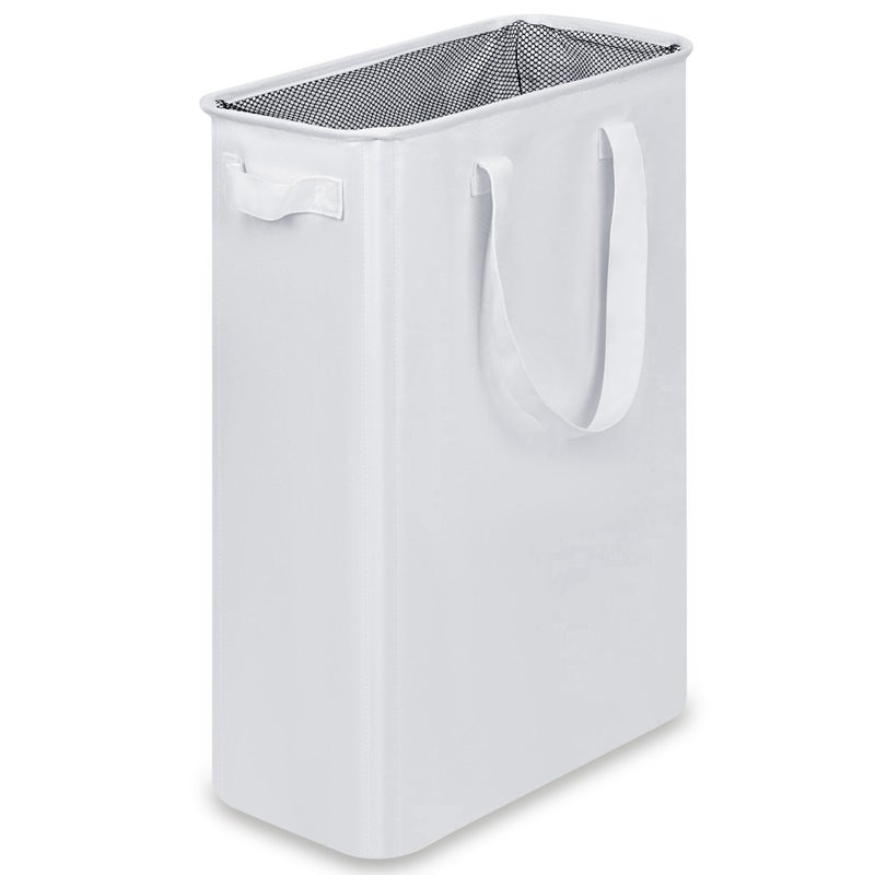 efluky Slim Laundry Basket, Narrow Laundry Hamper with Handles, Collapsible Dirty Clothes Hamper, Tall Laundry Bin for Laundry Room, Dorm and Bedroom, 12.7 Gallons(48L) White - Image 1