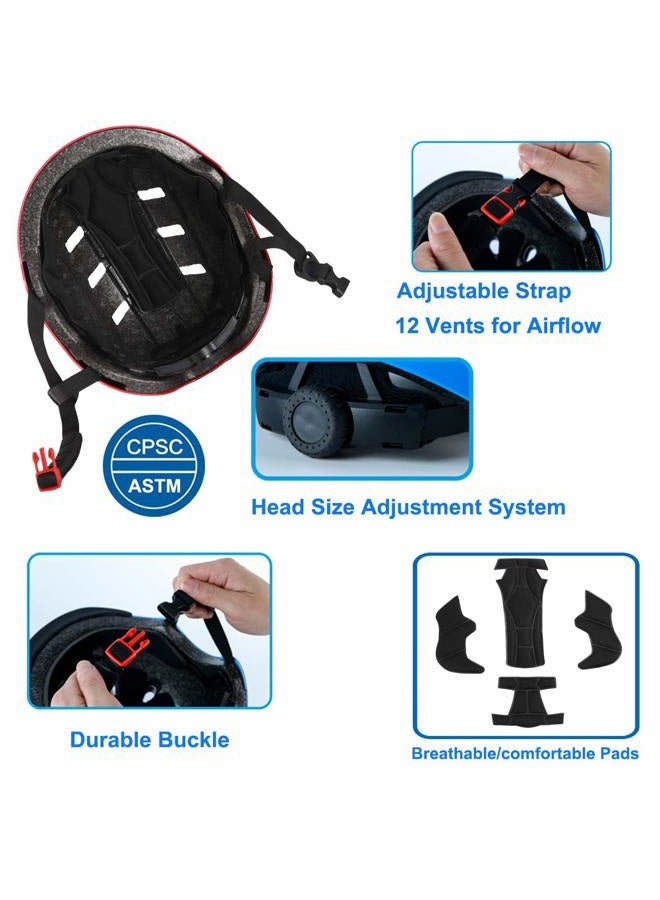 Apusale Skateboard Helmet,Kids Youth Adult Bike Helmet,for Scooter Cycling Roller Skate,Commuter,3 Adjustable Size for Child Men Women,CPSC Certified - Image 5