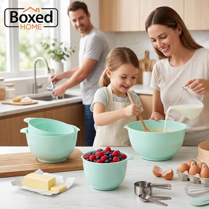 BoxedHome Nesting Plastic Mixing Bowl Set, 4 Piece Mixing Bowl Set with Pour Spouts, Size 1.7, 2.5, 3.5 and 4.5qt, for Prepping, Mixing, Baking, Cooking(2023 New Version, Green) - Image 3