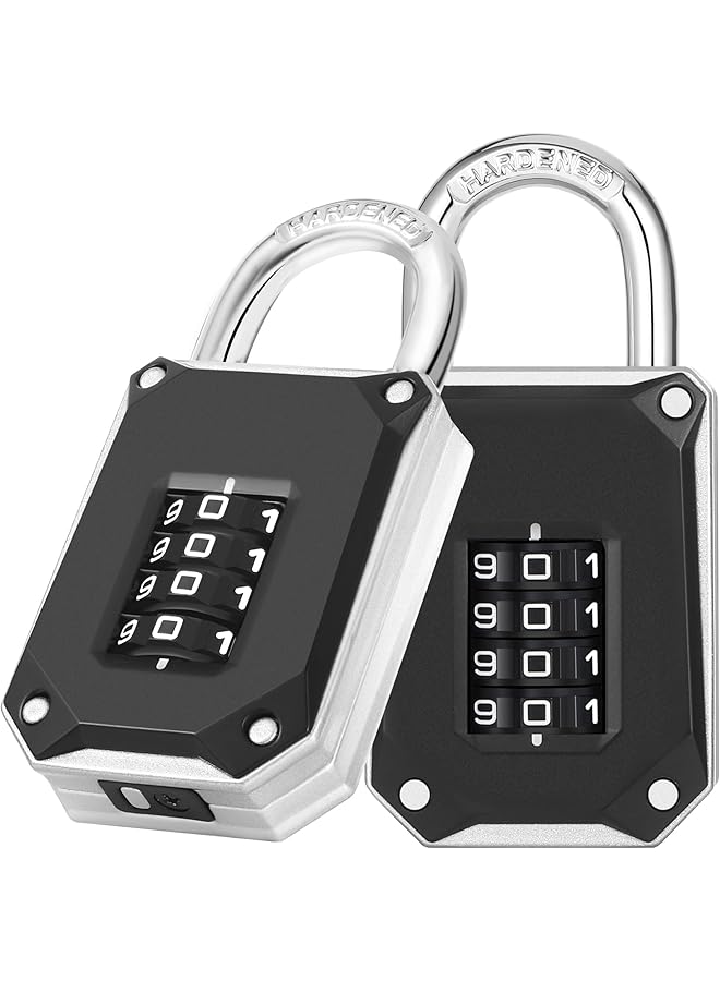 PROMASS Code Padlock for Gym Locker, 4 Digit Combination Lock, Heavy Duty Number Padlocks with Big White Numbers and Reset Protection Cover, for School Lockers, Toolbox, Cupboard, etc. (2 Pack) - Image 1