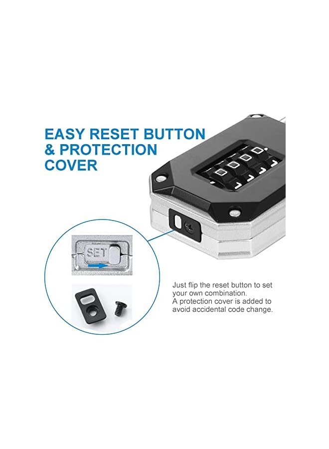 PROMASS Code Padlock for Gym Locker, 4 Digit Combination Lock, Heavy Duty Number Padlocks with Big White Numbers and Reset Protection Cover, for School Lockers, Toolbox, Cupboard, etc. (2 Pack) - Image 3