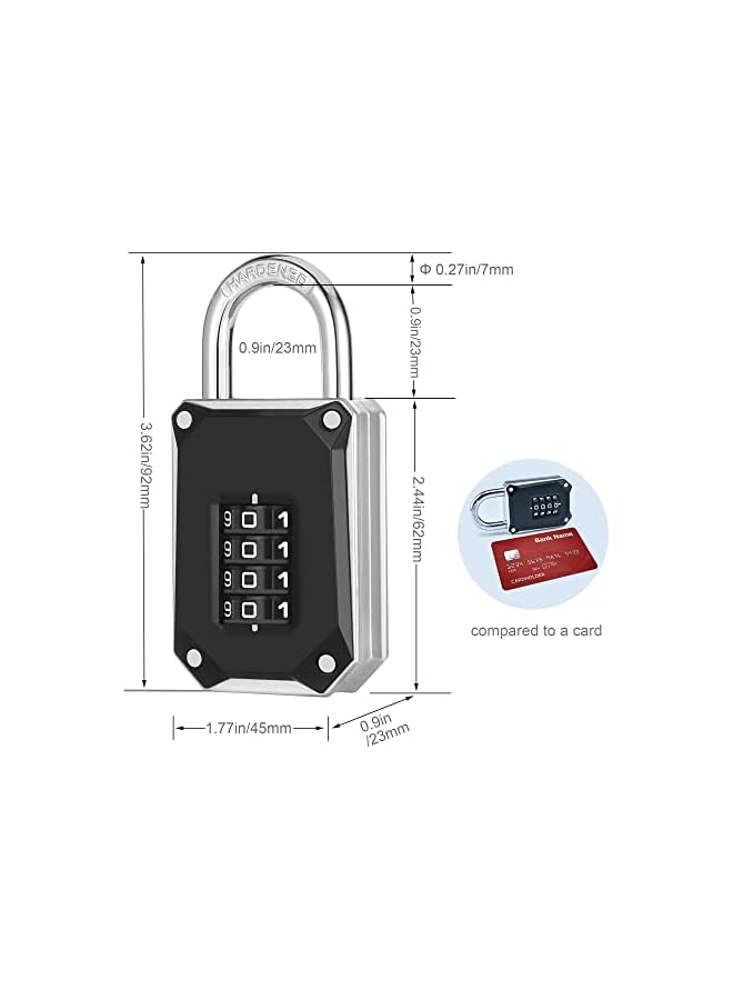 PROMASS Code Padlock for Gym Locker, 4 Digit Combination Lock, Heavy Duty Number Padlocks with Big White Numbers and Reset Protection Cover, for School Lockers, Toolbox, Cupboard, etc. (2 Pack) - Image 5