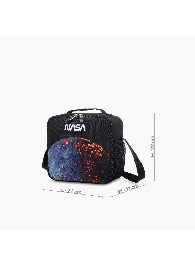 St.Right Lunch Bag-Nasa-Moon-1 Cmprt-Boys (Polyester) Black \ 21X11X22 - Image 2