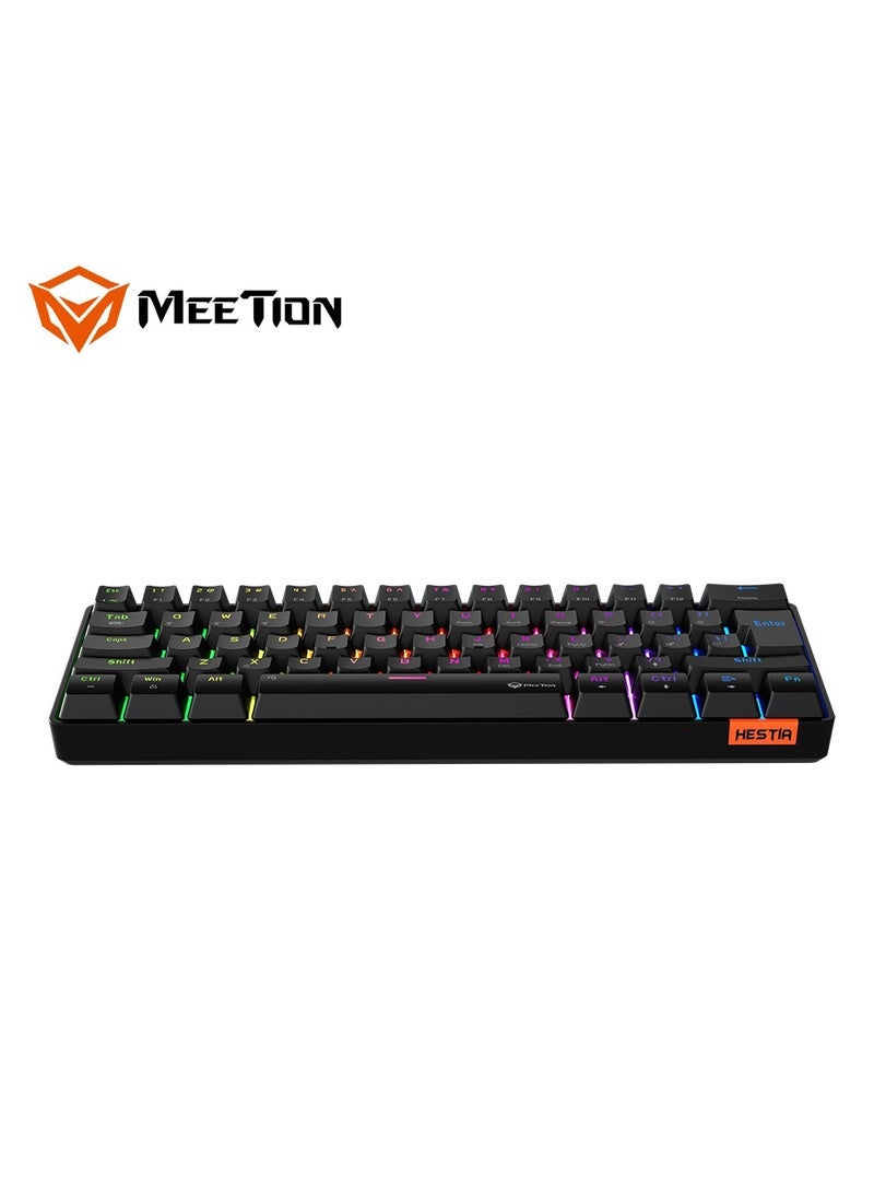 Meetion MEETION Dual Mode Bluetooth 60 Gaming Keyboard Ergonomic Design, Double Injection Processing, Mechanical Gaming Keyboard MK005BT Black  - Image 5