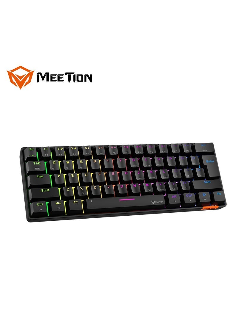 Meetion MEETION Dual Mode Bluetooth 60 Gaming Keyboard Ergonomic Design, Double Injection Processing, Mechanical Gaming Keyboard MK005BT Black  - Image 3