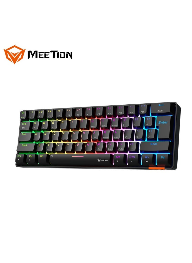 Meetion MEETION Dual Mode Bluetooth 60 Gaming Keyboard Ergonomic Design, Double Injection Processing, Mechanical Gaming Keyboard MK005BT Black  - Image 2
