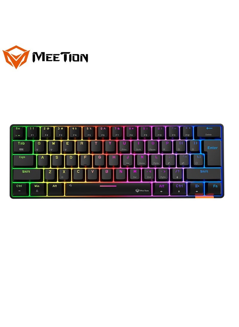 Meetion MEETION Dual Mode Bluetooth 60 Gaming Keyboard Ergonomic Design, Double Injection Processing, Mechanical Gaming Keyboard MK005BT Black  - Image 1