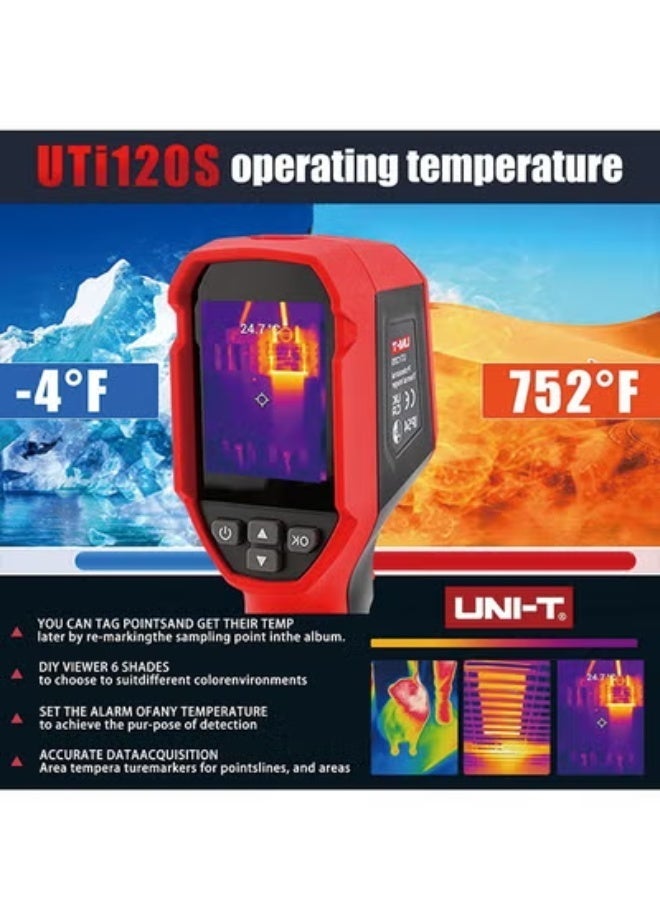 كاميرا حرارية UNI-T UTi120S بحلقة 120x90 بالأشعة تحت الحمراء، كاميرا حرارية يدوية بـ 10800 بكسل، بحدود قياس من -4°ف إلى 850°ف، كاميرا تحت حمراء يدوية مدعومة بتحليل من خلال الحاسوب وتسجيل فيديو، بطاقة SD ميكرو - Image 5