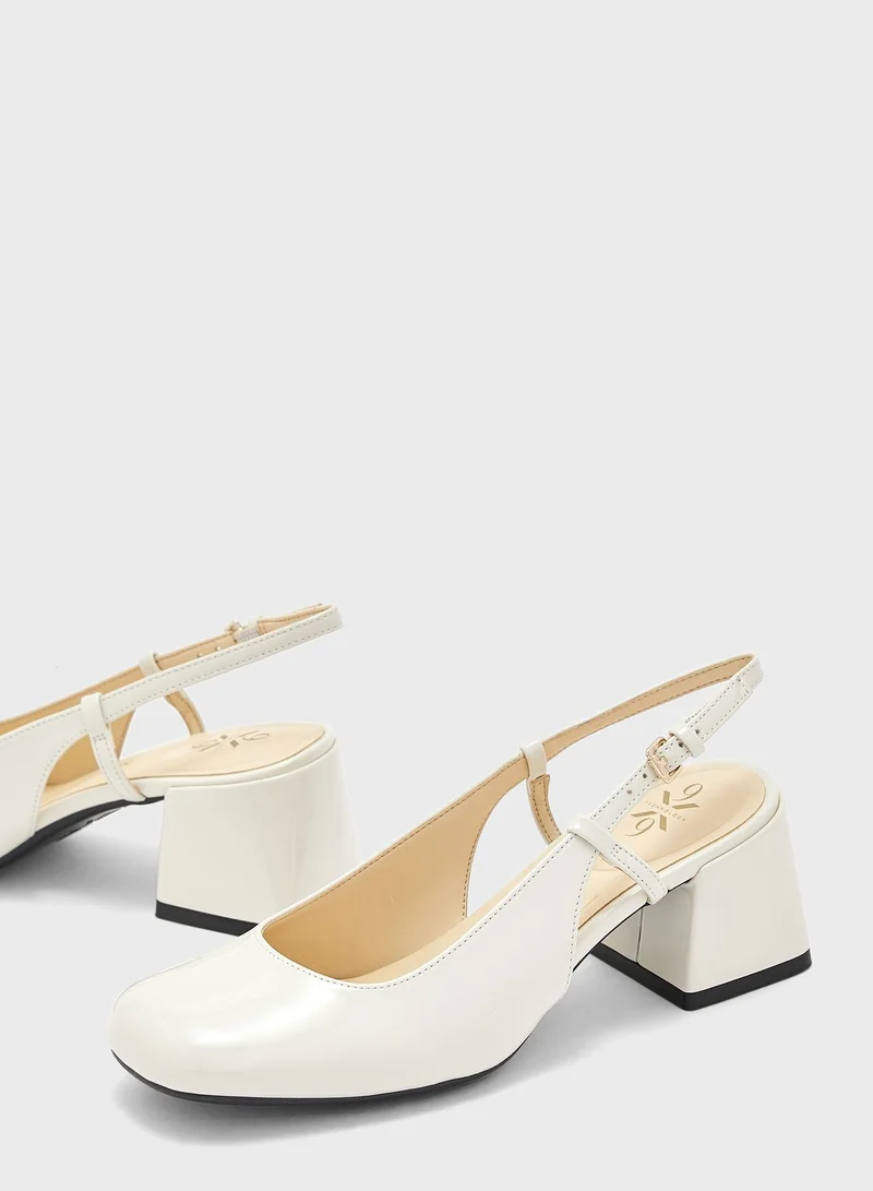 ناين ويست Ankle Strap Low Heel Pumps