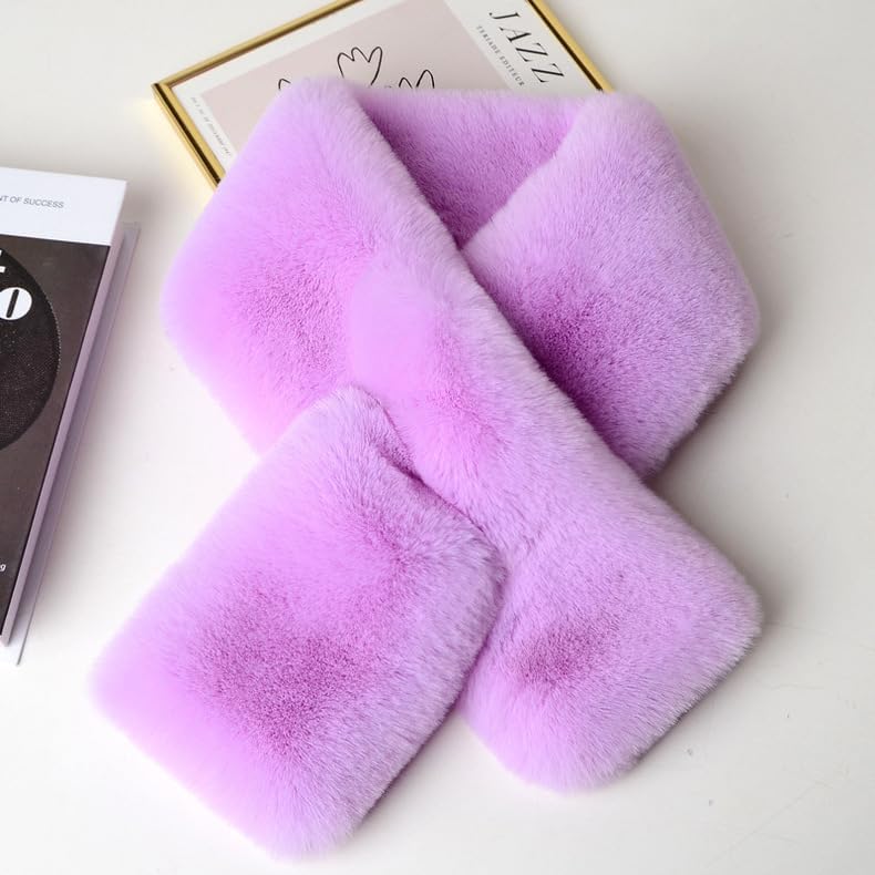 Newfancy Kids Winter Rainbow Scarf Gradient Cross Tie Collar Fluffy Fur Plush Shawl Wrap Neck Warmer for Toddler Girls Boys - Image 3